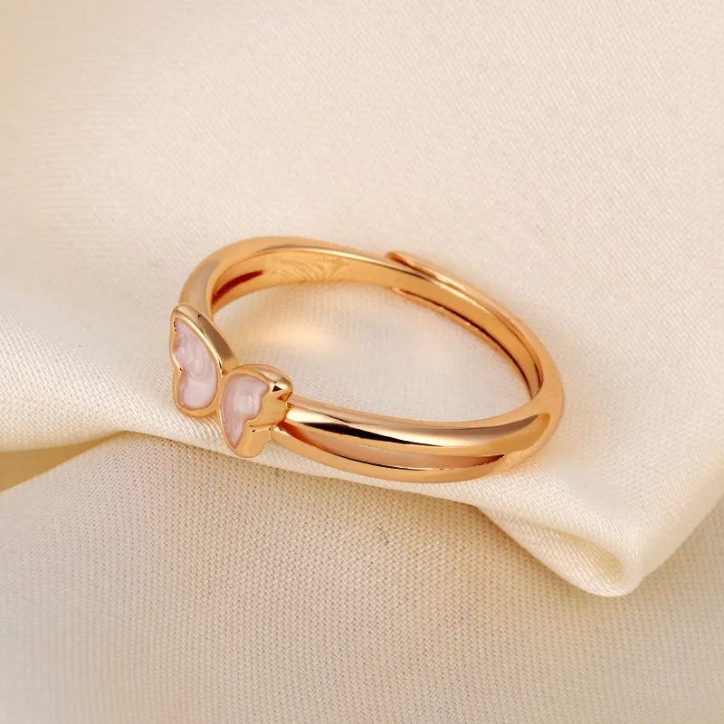 

18K Gold Plated Butterfly Ring - White Mother of Pearl, French Elegant Jewelry, Dainty Adjustable Band, Trendy Gift for Women