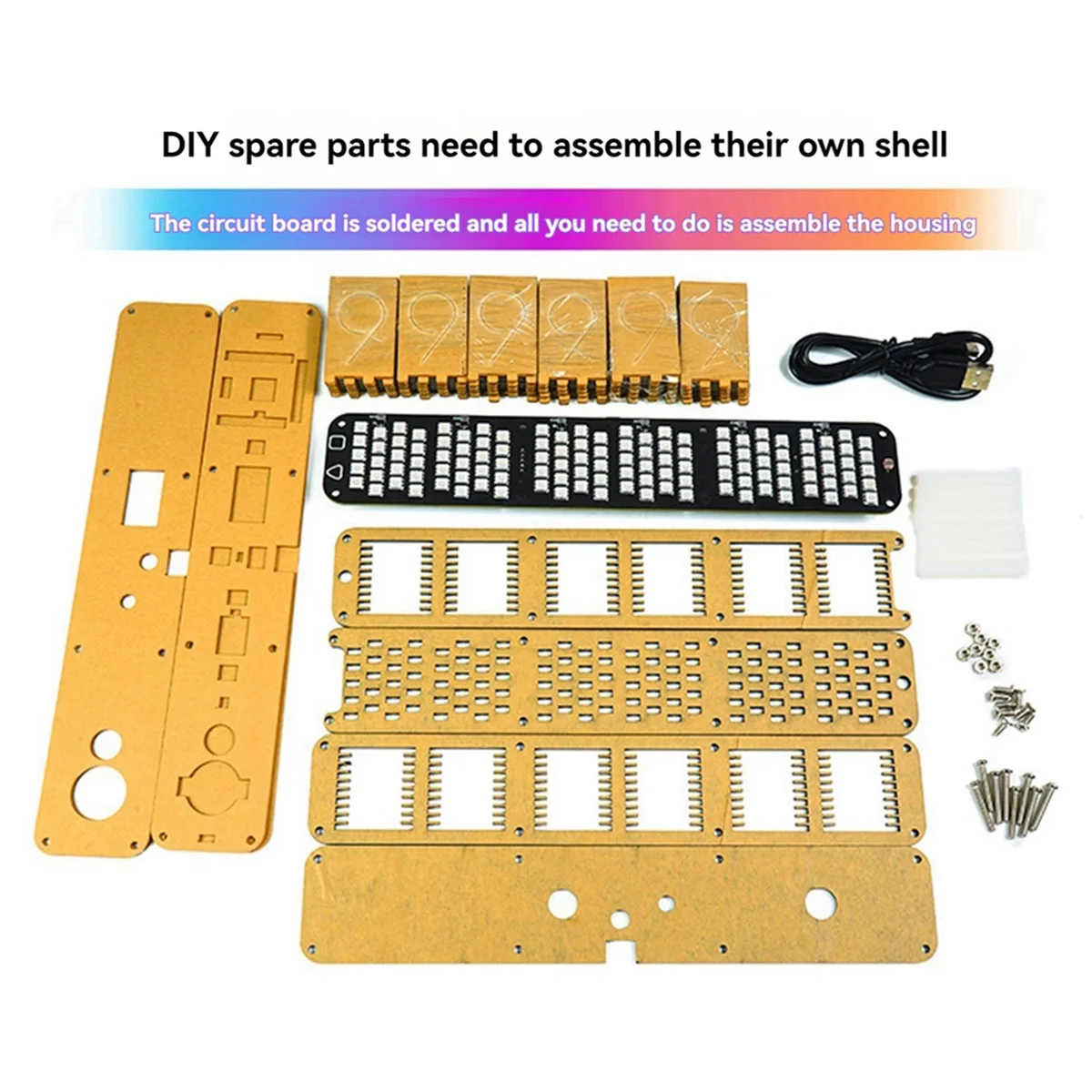 A06K طقم ساعة منبه LED رقمي خط كبير 6 أرقام ساعة إلكترونية وحدة طيف الموسيقى السائبة لتقوم بها بنفسك تتميز بصوت #3