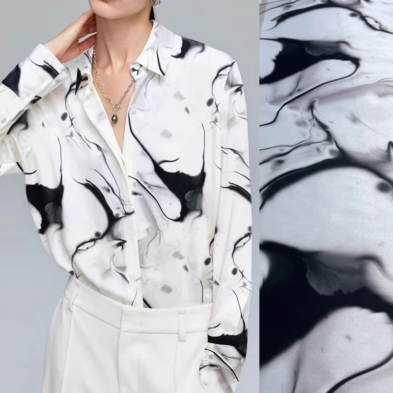 

Шелковый креп с принтом шириной 140 см, 19 мм, однотонная ткань для шитья своими руками, мягкая шелковая ткань для платья, юбки, брюк, пижамы R2528