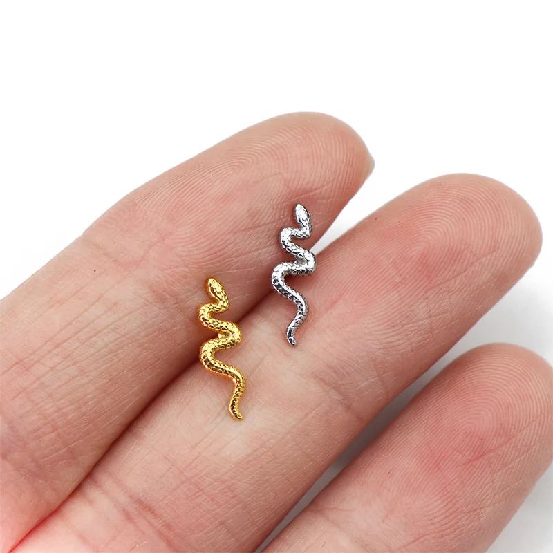1pc 316L Stainlesss Steel Snake Bee Labret Lip Tongue Stud Flat back Women Unusual Cartilage Earring Waterproof Tragus Piercing