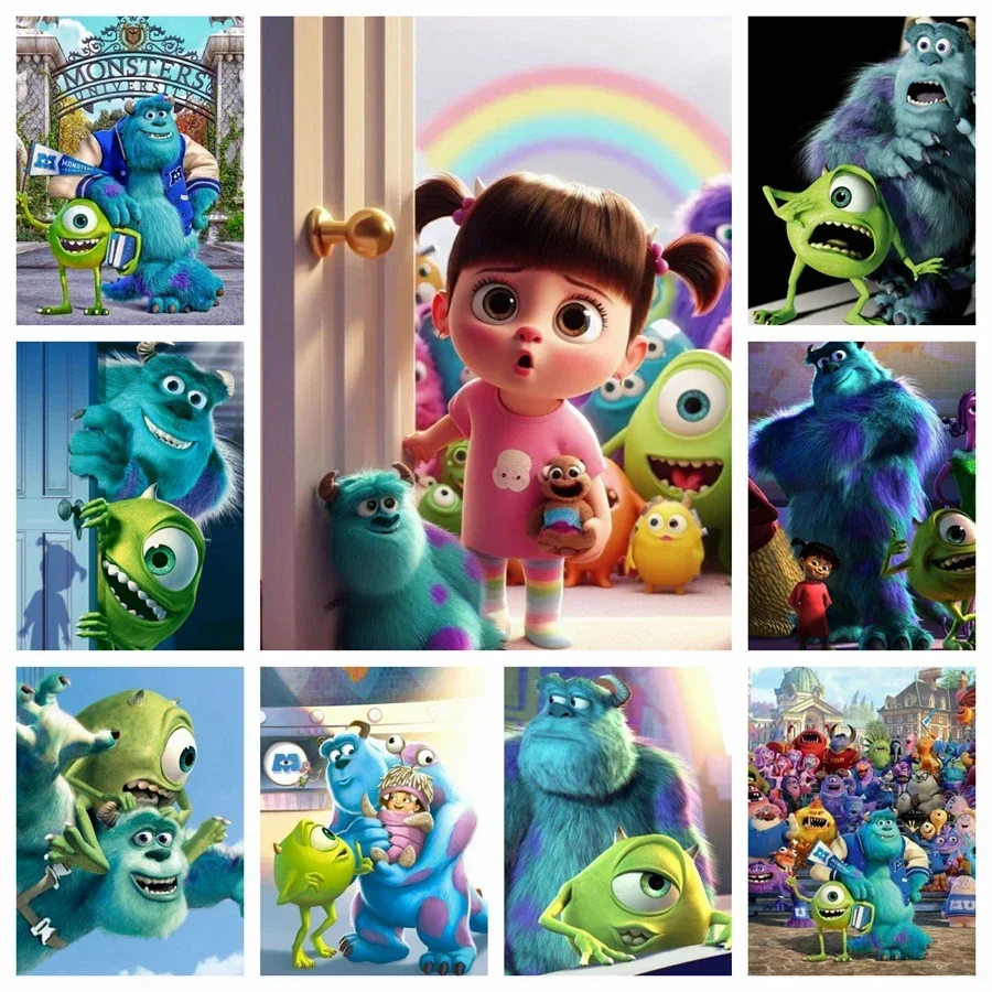 

Новинка 2024, Алмазная вышивка Disney Monsters Inc, мультяшная круглая алмазная живопись, новая мозаичная головоломка, стразы, домашний декор стен