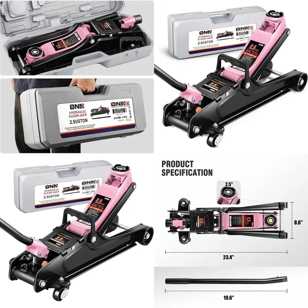 

Compact 2.5 Ton Pink Hydraulic Floor Jack, 3.35-15.16 Lift Range, Model TOOLS-00676-PK