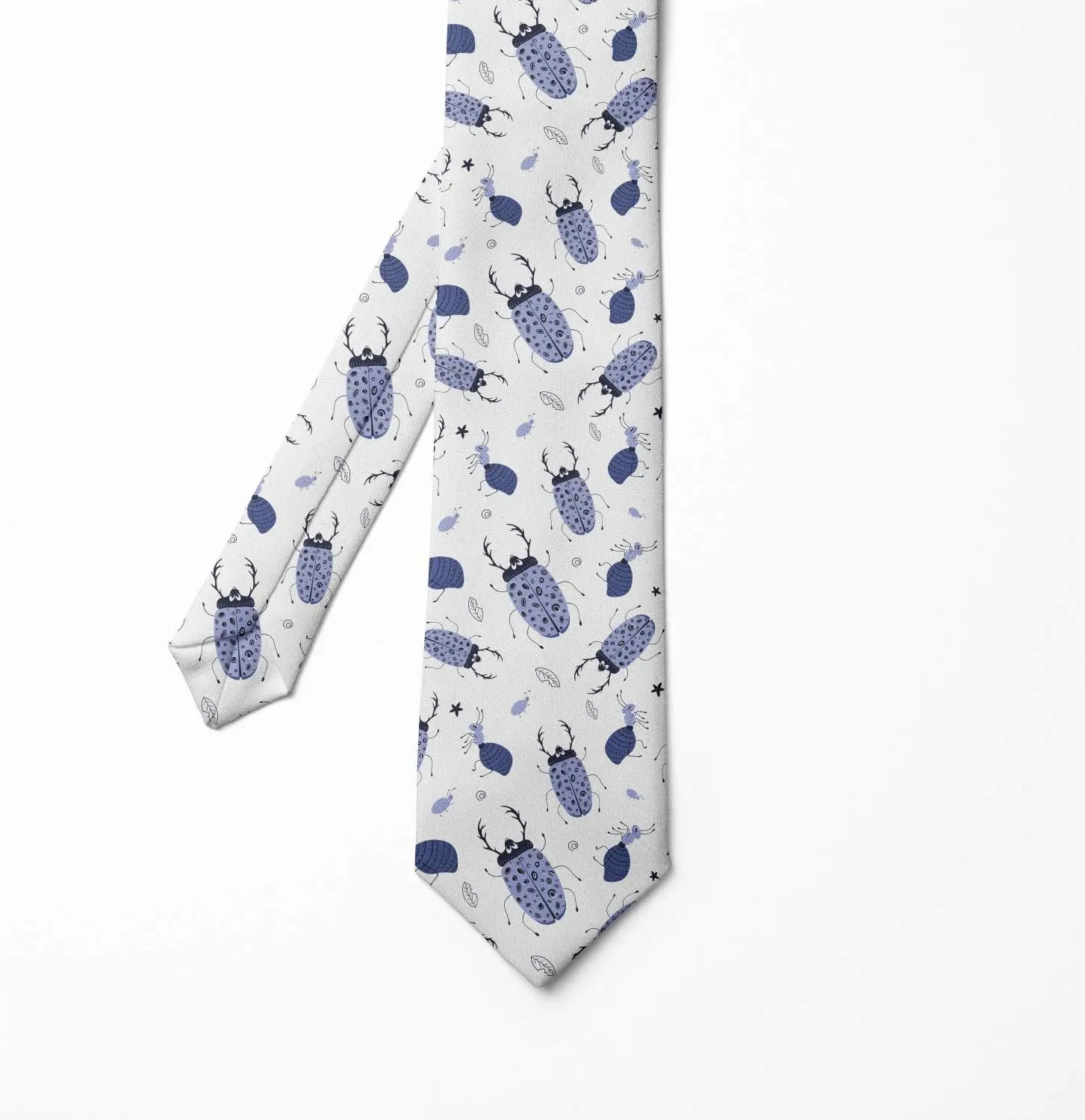 ربطة عنق للرجال من الحشرات، الخنافس والبق، خربش النمل من أوراق الشجر الطبيعية، الحياة البرية الطفولية، 3.7 بوصة، أزرق داكن، سقف أزرق