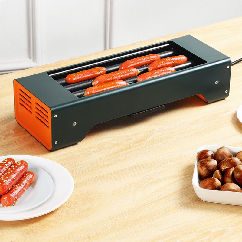 Hotdog Grill Machine Electric Hot Dog Roller Sausage Machine Hot-dog 6 Roller Grill Cooker Machine Cooker For Kitchen Restaurant