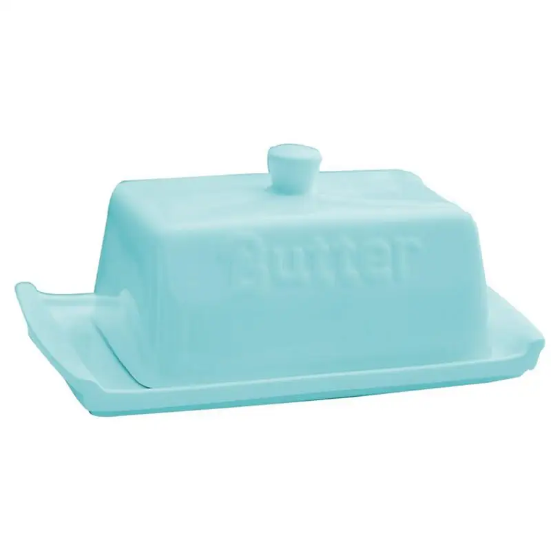 Porcelain Butter Dish crock for Counter Butter Farmhouse Butter Keeper Sturdy Heat Resistant Microwave Butter Dish With Cover