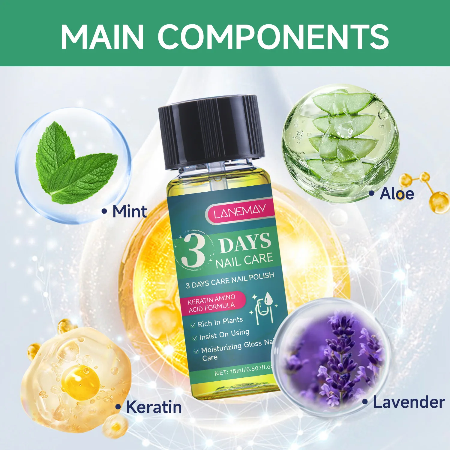3-Day Nail Care Oil Keeps Nails Bright for a Long Time and Strengthens the Repair of Brittle and Thin Nails. Nail Care Oil 15ml