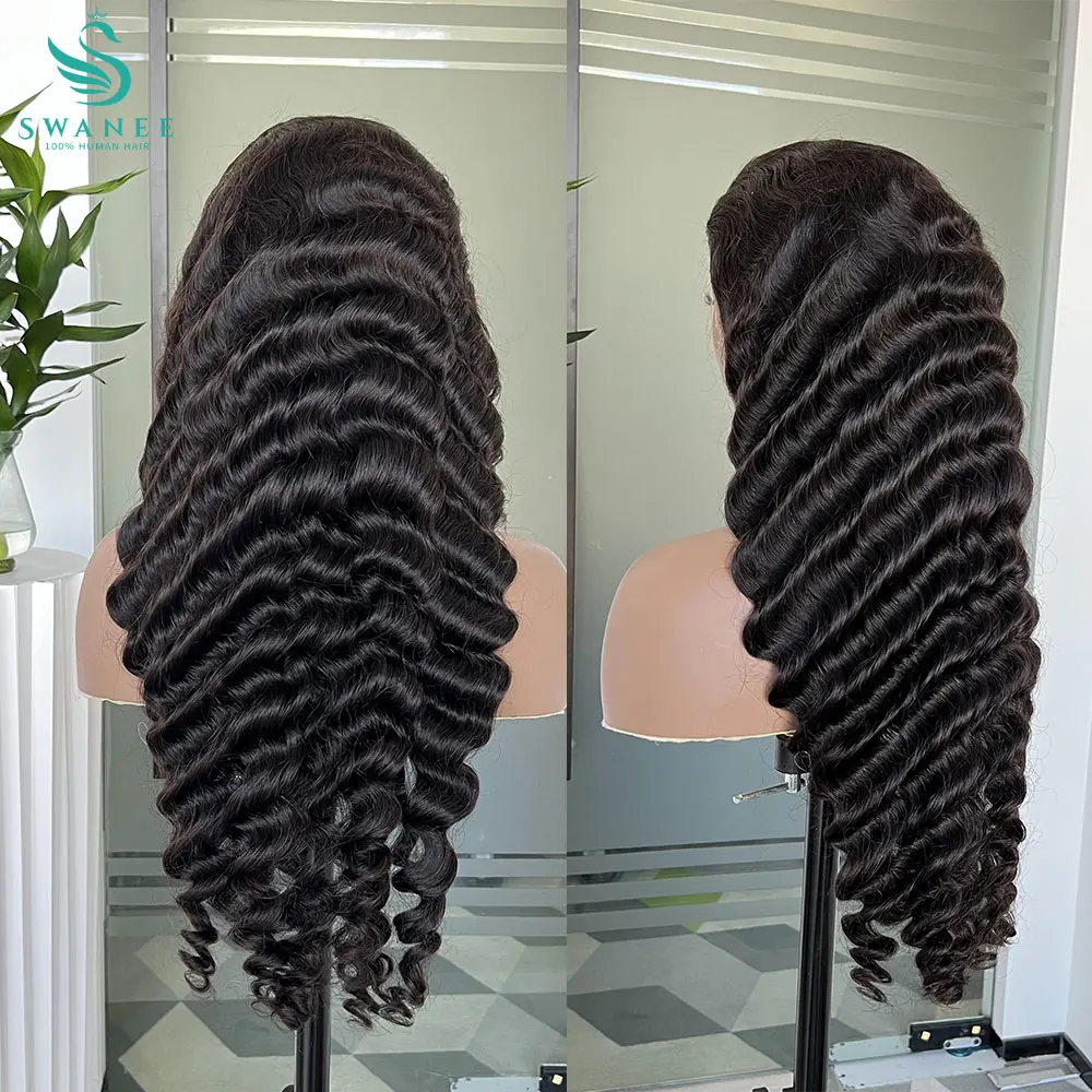 200 Density HD 13X4 Transparent Deep Wave Curly Lace Frontal Wigs 28 30 Inch 5X5 HD Lace Front 100% Human Hair Wig