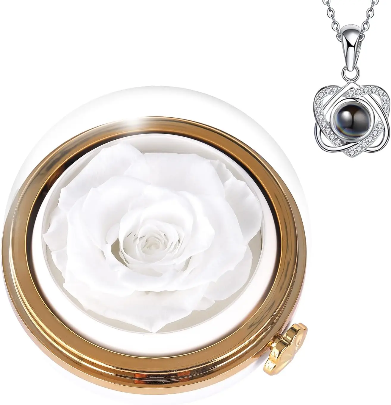 

Preserved Rose with Heart Necklace, Eternal Flower Gift for Women, Ideal for Mom Wife Girlfriend, Mother's Day Valentine's Gift