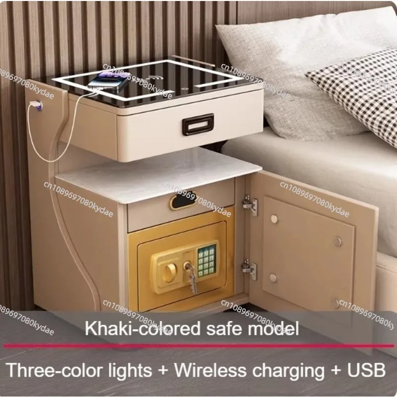 Home Smart Bedside Table Safe Integrated Bedroom Storage Cabinet Simple Modern Wireless Charging Safe with Light - view 6