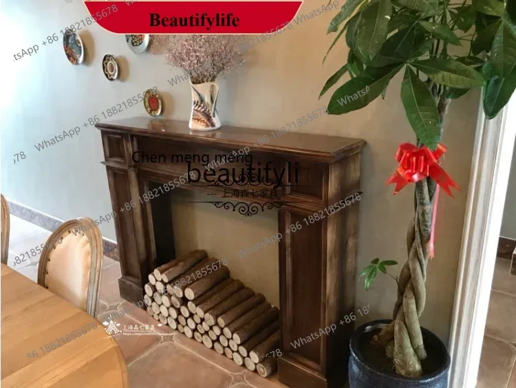 

D178 Скандинавский свет, роскошный декоративный шкаф из цельного дерева, входной столик, европейский ретро-камин, фоновая стена