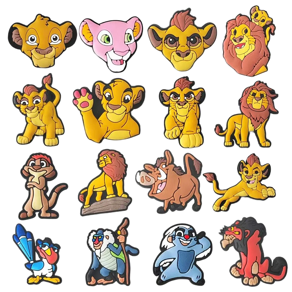 

16pcs Simba Shoe Charms PVC Sandals Disney Lion King Anime Shoes Decoration Clog Accessories DIY Shoes Buckle Pins