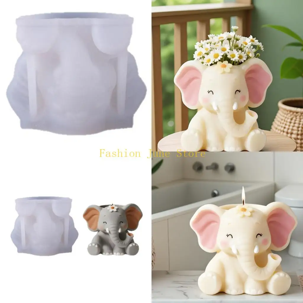

N5KA Creative Elephant Silicone Mold for Handmade Flower Pot Jewelry Holder and Stand Planter Mould