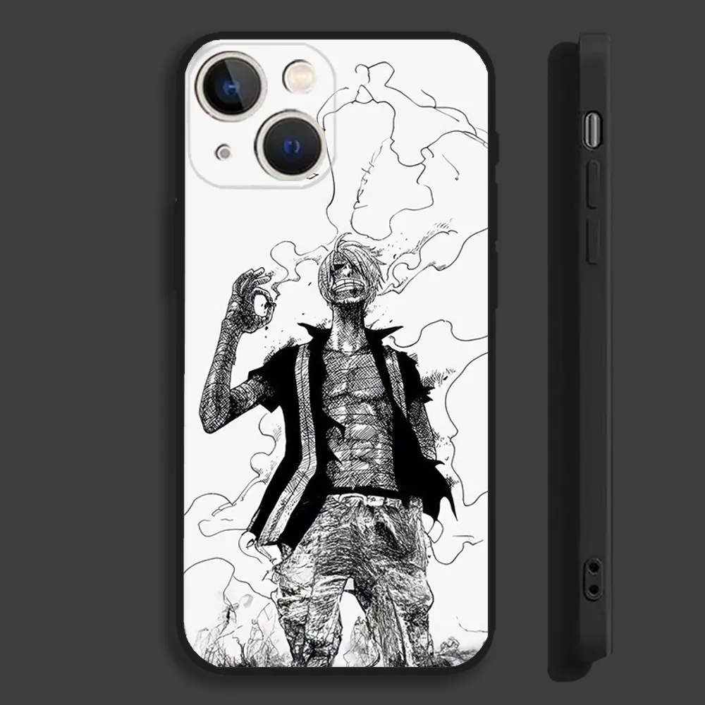 Sanji anime o-onep-pieceS Phone Case For iPhone 16,15,14,13,12,11,Pro,Max,Plus,Mini,X,XS,XR,8,7,6,S,SE Soft Black Case