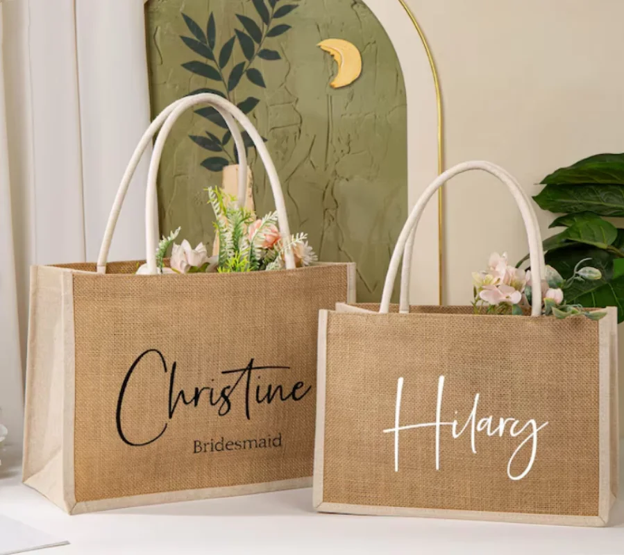 Personalized Gift Tote Bags,Bridesmaid Burlap Bag,Beach Bag,Bachelorette Party Gift,Bridesmaid Proposal Gifts,Tote Bag With Name