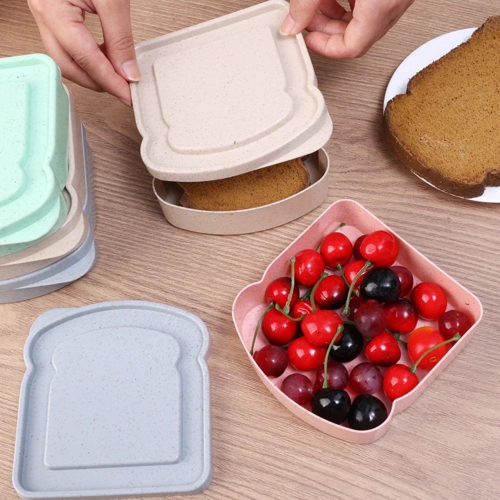 Sandwich Food Storage Case Portable Container Salad Fruits Snack Storage Box with Lid Reusable Microwave Lunch Box Sandwich Case