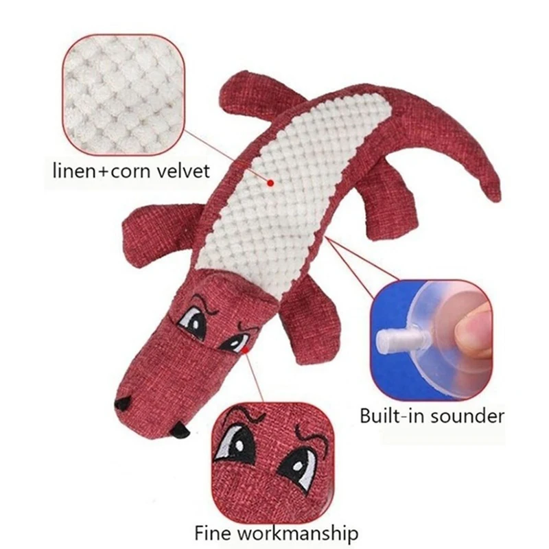 Juguetes para masticar para mascotas, viñetas interactivas, animales de peluche con forma de cocodrilo, juguete con sonido para perros, suministros