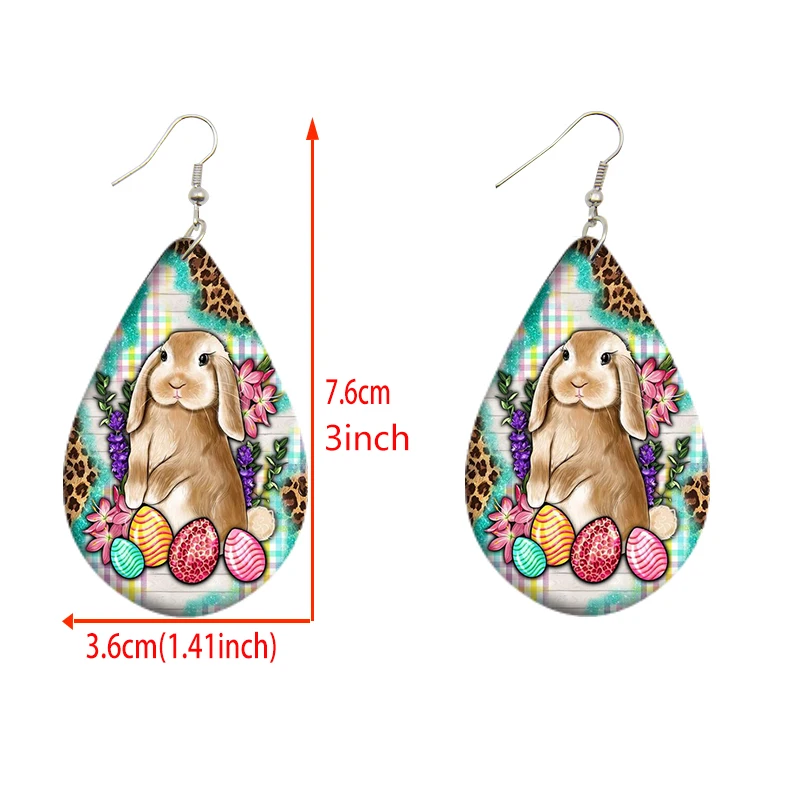 Lovely Animal Design Teardrop Earrings Rabbit Pig Owl Tiger Print Colorful Wooden Drop Ear Dangle Jewelry Girls Christmas Gifts