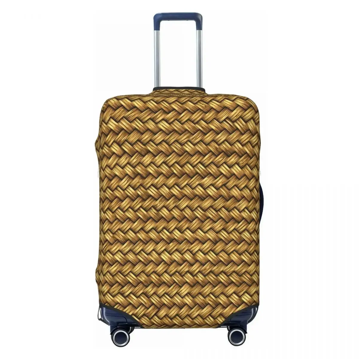 Wheat Color Basket Weave Texture Background Luggage Protective Dust Covers Elastic Waterproof 18-32inch Suitcase Cover Travel