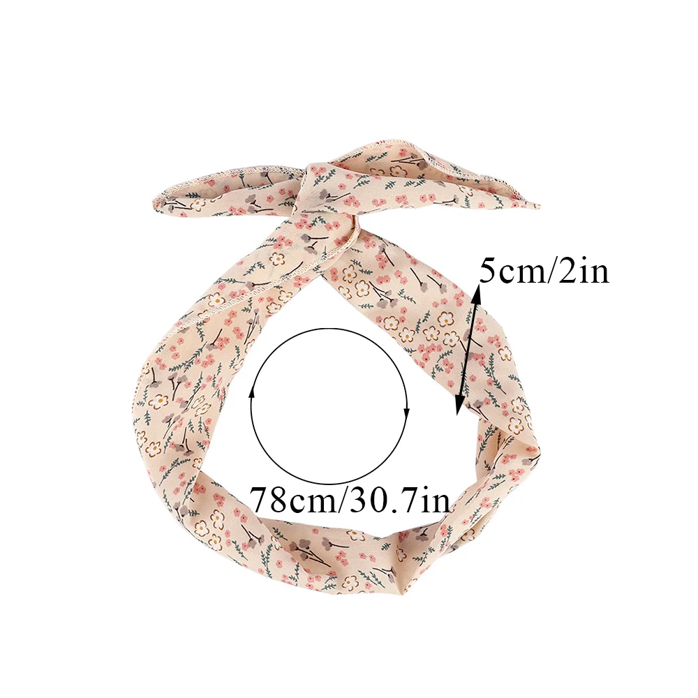 Sweet Bunny Ears Headband With Iron Wire Flower Pattern Face Wash Hair Band Hair Ties Twist Hairband Metal Wire Hair Accessories