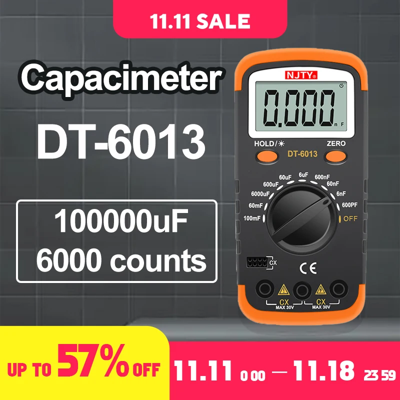 Capacímetro Digital Profissional 6000 Contagens Medidor de Capacidade do Capacitor Lcr Tester 100000 Multímetro de Alta Precisão com Capacitor uf