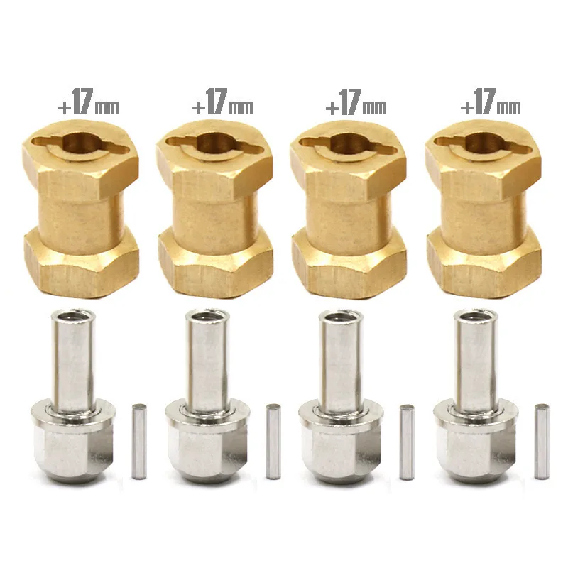 4pcs 12mm/15mm/17mm  Brass Hex Wheel Widener Adapter Set for 1/10 RC Crawler Axial SCX10 D90 D110 Wraith RR10 Tundra Tamiya