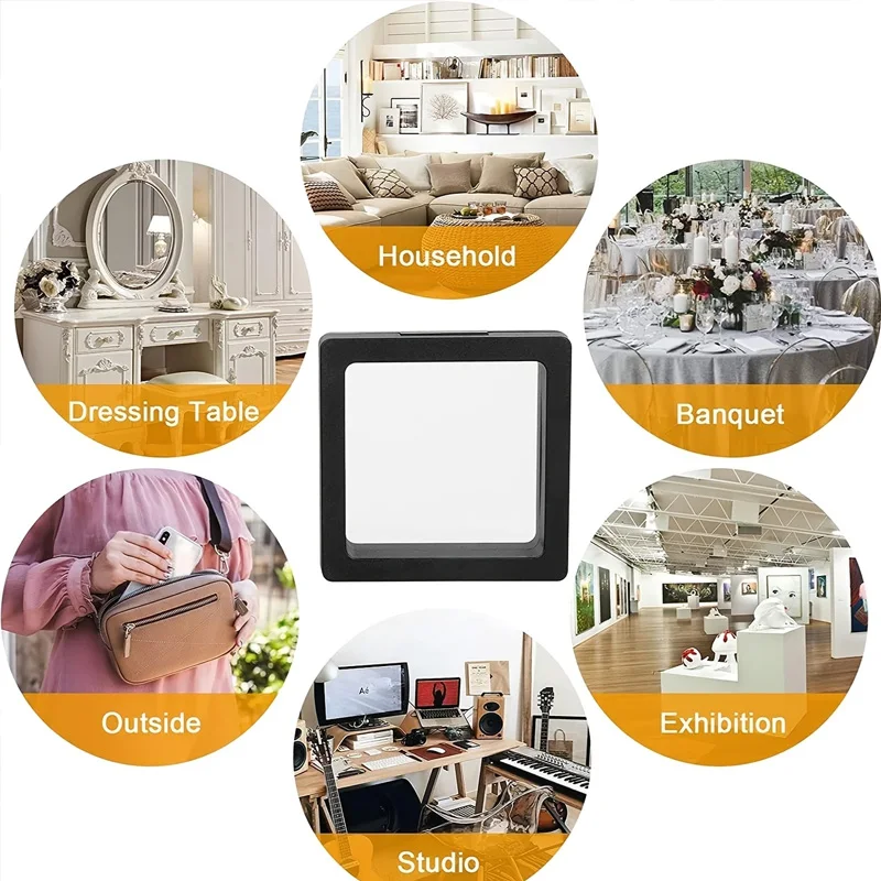 صندوق عرض مجوهرات من البلاستيك الشفاف - 12 عبوة من العرض العائم للخواتم والقلائد والأقراط وحقيبة تخزين جاهزة للهدايا مع ترانس #5