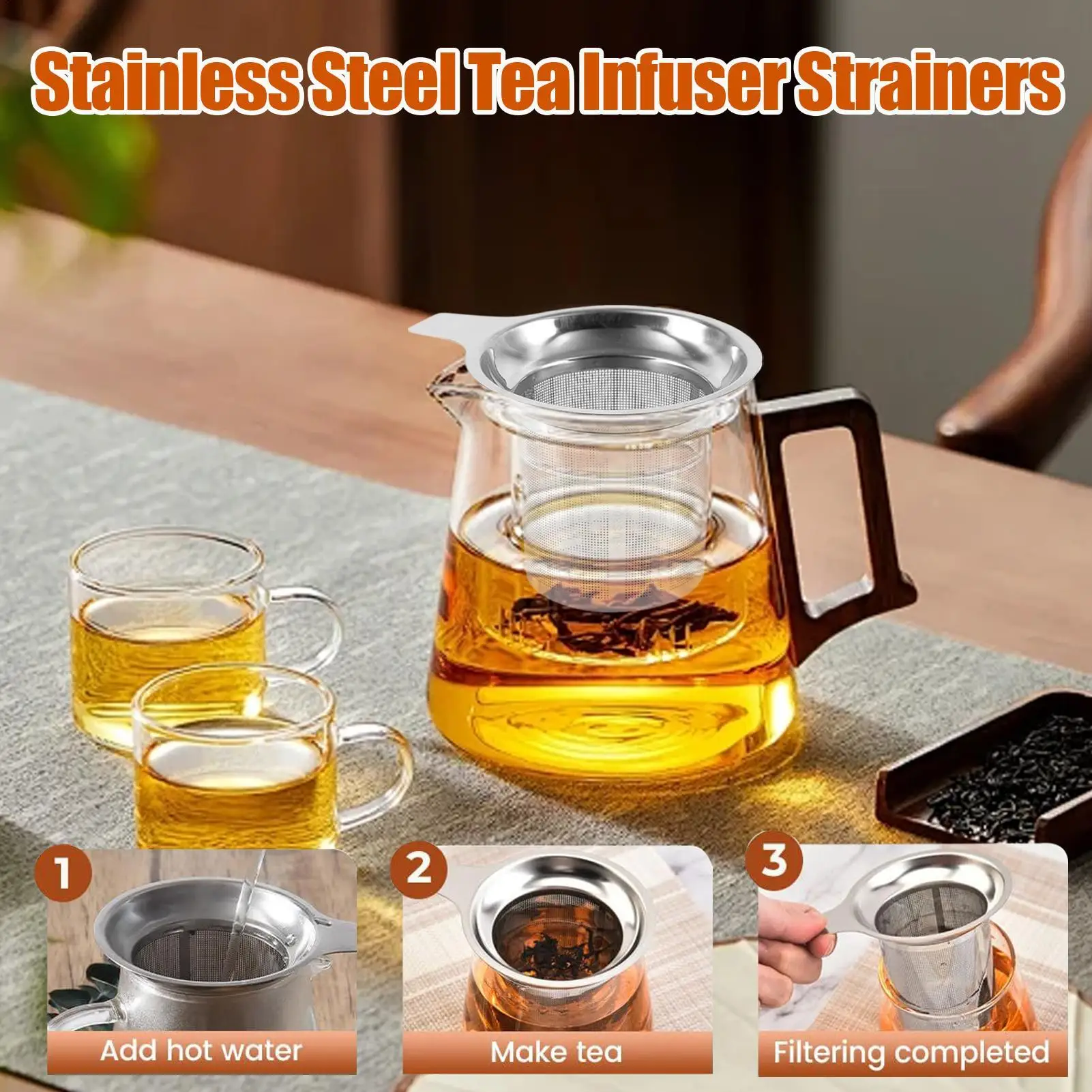 Edelstahl Tee Filter Körbe Mesh Tasse Sieb Trichter Filter Tee Griff Tee Filter Wiederverwendbare Infuser Tee Zubehör
