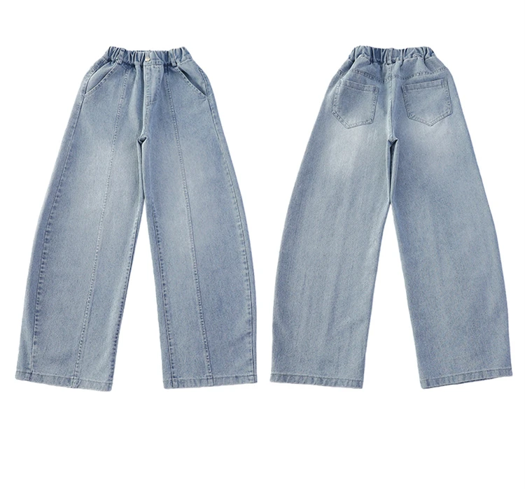 Schmal geschnittene, gebogene Jeans für Teenager-Mädchen, modische, gerade geschnittene Denim-Hosen, Kinder-Frühlingsjeans, Alter 5 bis 14 Jahre – Detail 10