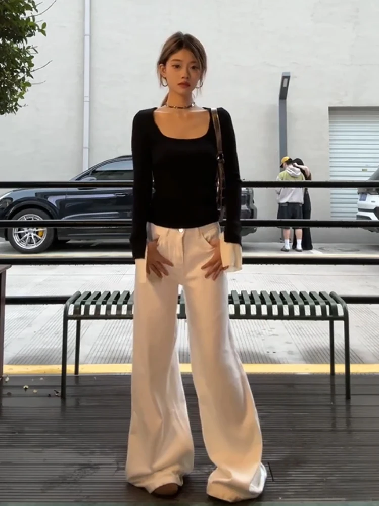 Inizio autunno 2024 da donna Bla lavorato a maglia lungo Sve Top Color Blo Base irt Coreano Sle Abbigliamento interno ad alta sensazione