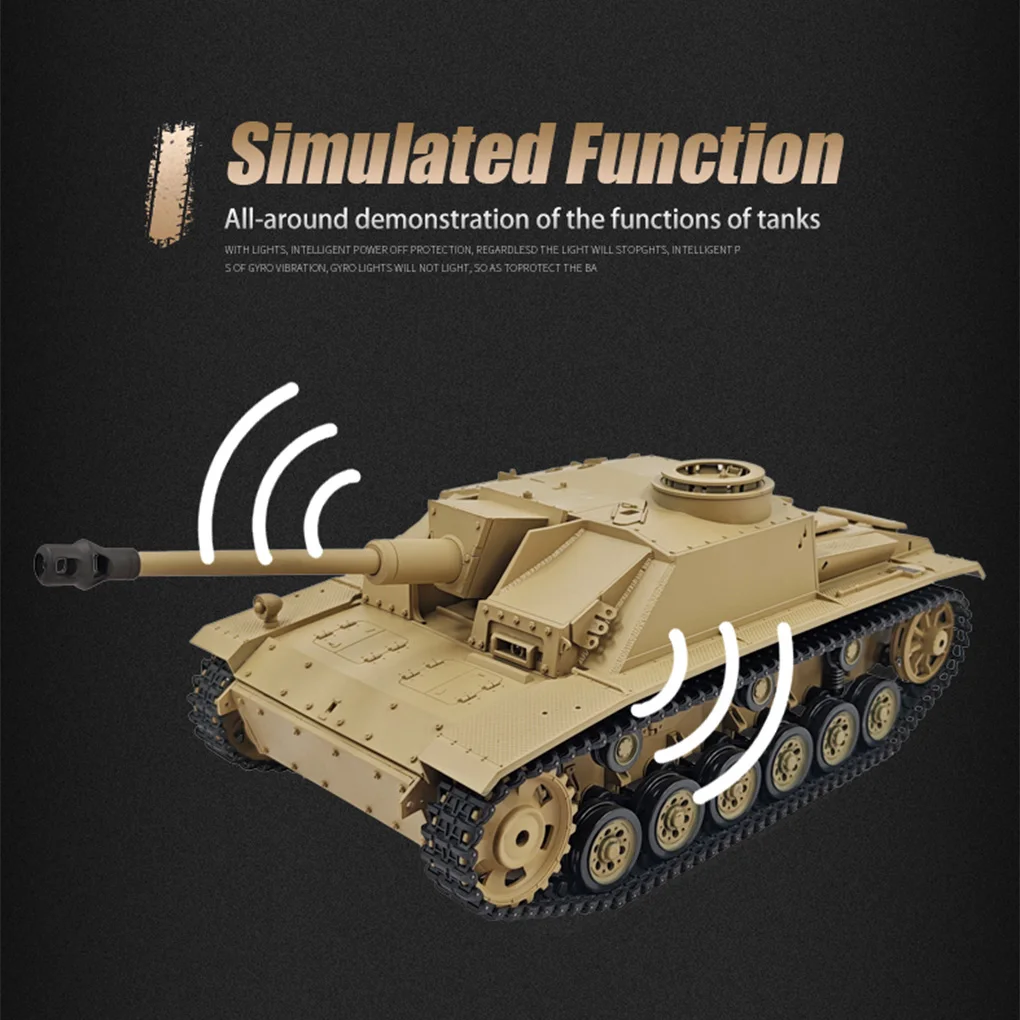 1/16 réservoir télécommandé Henglong 3868 pistolet d'assaut électrique télécommande allemande pistolet d'assaut électrique RC modèle de réservoir jouet