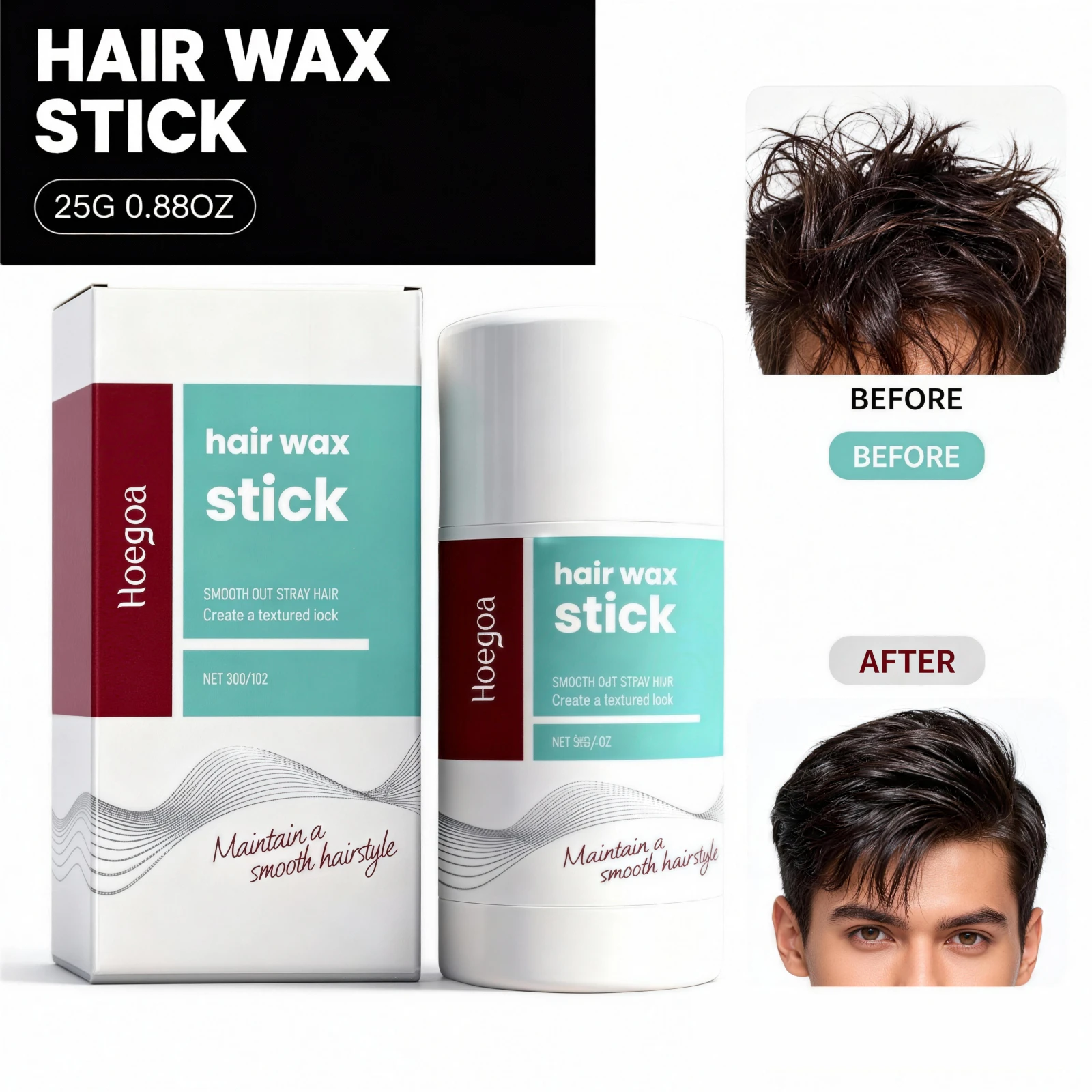 Barra de cera para el cabello mate, bálsamo para estilismo, Control del Frizz, texturizado, acabado Natural, herramienta de peinado diaria ligera y no graso