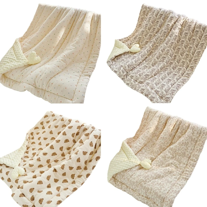 L5YF Nursery Essential Thick Comfort Blanket Infant Warm Soft Wrap for Baby