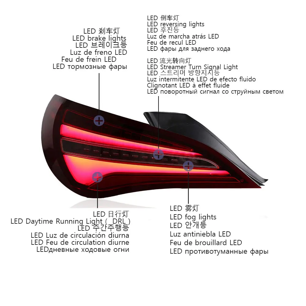 المصابيح الخلفية لمرسيدس بنز CLA W117 CLA180 CLA200 CLA300 2014-2019 المصابيح الخلفية السلامة المتقدمة مشرق بدوره إشارة ضوء الفرامل