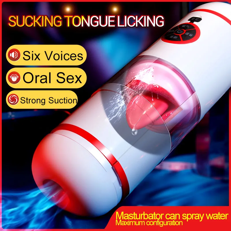 Tongue Licking Sucking Vibrator Penis Massage Glans Stimulator Simulation Vagina Male Masturbation Cup Sex Toys For Men 18+