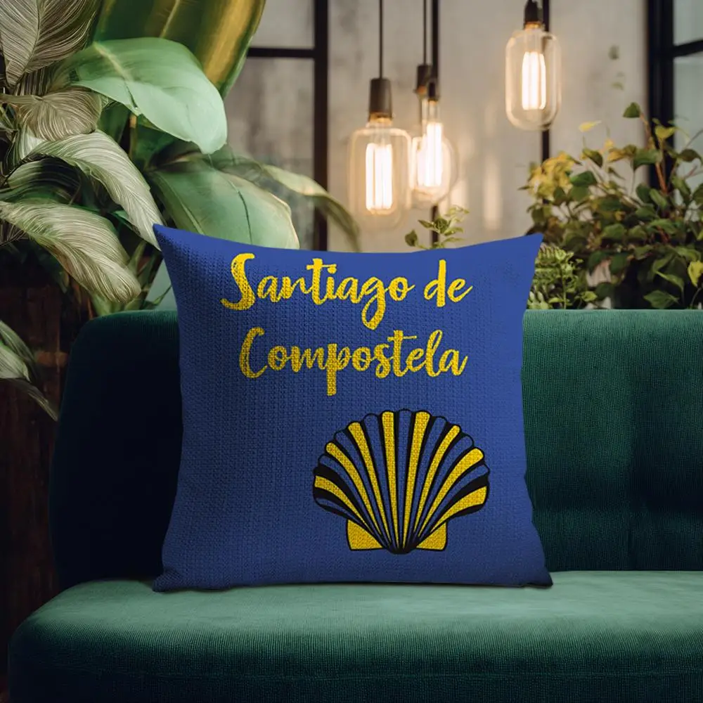 كيس وسادة من فيلم C-Camino de Santiago مصنوع من قماش الكتان الطبيعي وطباعة على الوجهين ومسامي مثالي للديكور المنزلي #2