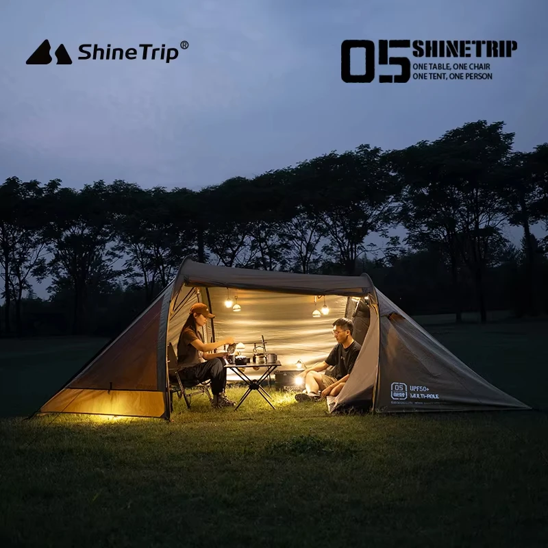 ShineTrip Camping Tent Tunnel Tent Lightweight Shade Camping Tent Large Space Versatile Oxford Cloth Solid Durable Tent