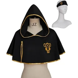 Asta Hooded Cloak Cape with Headband Anime Black Clover Cosplay Costume Black Bulls Robe Halloween Outfits