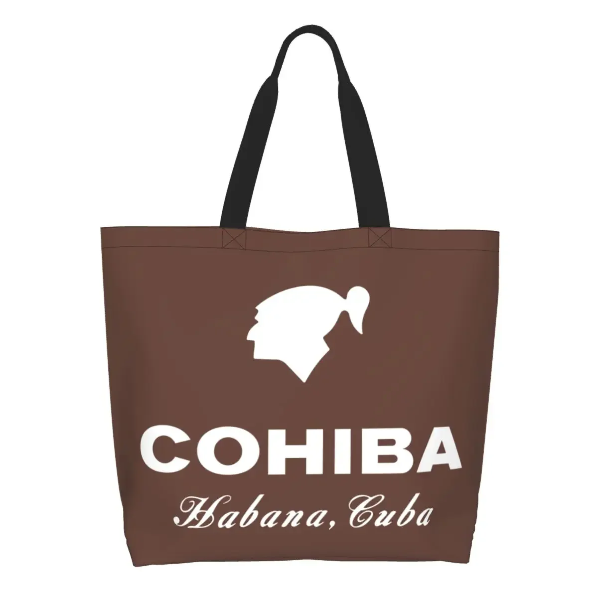 Reusable Cuban Cohiba Cigars Shopping Bag Women Canvas Shoulder Tote Bag Durable Groceries Shopper Bags