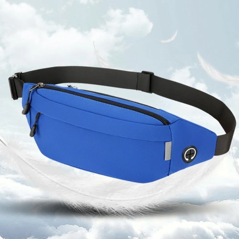 Waterproof Crossbody Chest Bag Oxford Cloth Lightweight Men Fanny Phone Pack Belt Pouch Bag with Headphone Jack view 3