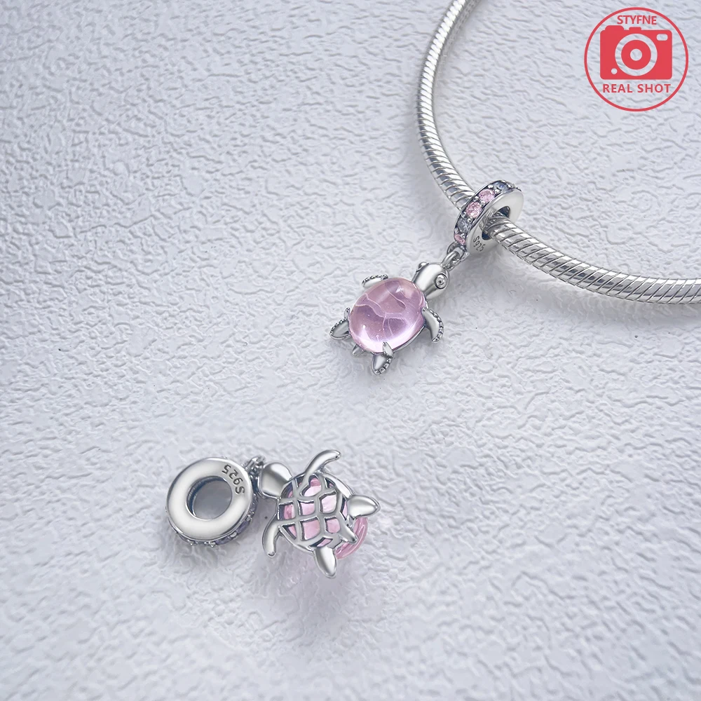 Charm-Perlen aus 925er-Sterlingsilber, blaue Meeresschildkröte, Qualle, passend für Armbänder, Original-Charm, modischer Damen-DIY-Schmuckherstellung