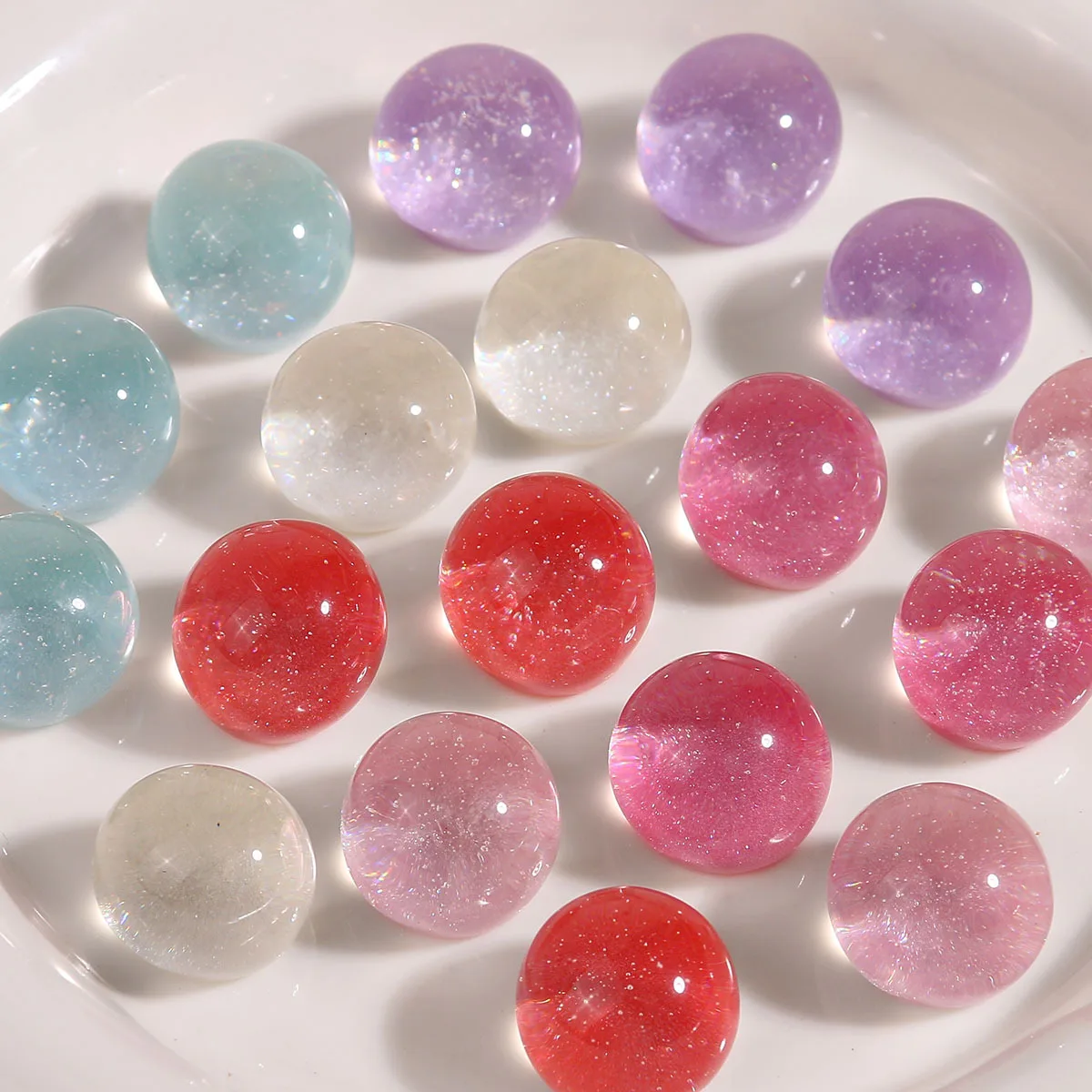 

60 шт. 15*17 мм полукруглая форма, блестящие кабошоны из смолы, материал для бисера, подходит для девочек, заколка для волос, украшение для одежды, аксессуары