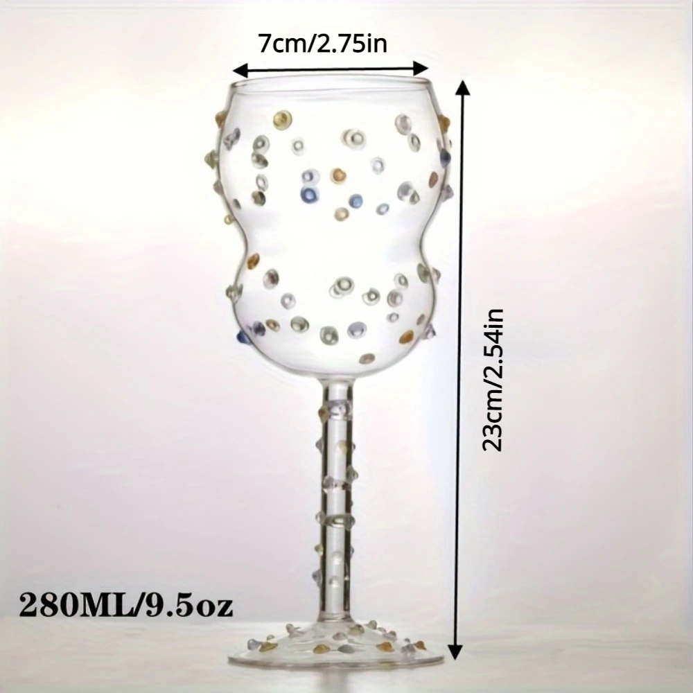 1pc 280ml Goble Colorful Studded Wine Glass Embossed Dots Champagne Glass for Whisky Cocktail Drinkware Gift Cocktail Glass