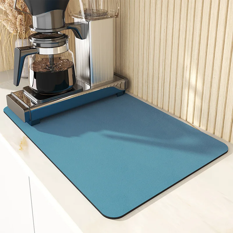 Coffee Mat Coffee Maker Espresso Machine Mat Kitchen Accessories for Countertops Bar Table Absorbent Dish Drying Coffeware