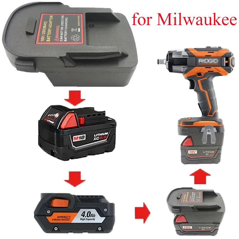

Battery Converter Adapter for RIDGID/AEG Lithium-ion Battery Power Drill Power Tools for Milwaukee 18V Lithium-ion Battery
