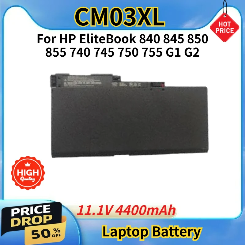 

Высококачественная сменная батарея для ноутбуков HP EliteBook серий 740, 745, 750, 755, 840, 845, 850, 855 G1 G2, CM03XL, 11.1V, 4400mAh