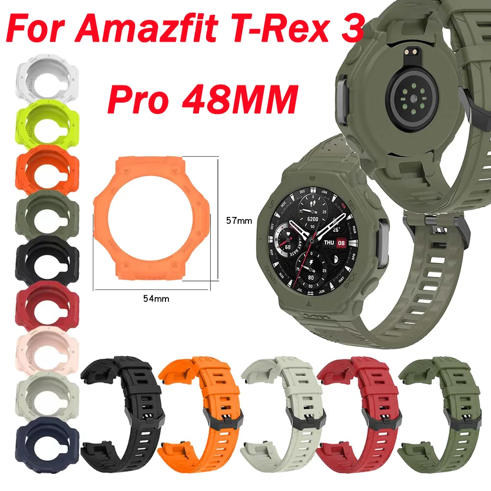 Bands/Case For Amazfit T-Rex 3 Pro 48MM , Sport Replacement Soft Flexible Silicone Sweat Resistant for Amazfit T-Rex 3 Pro