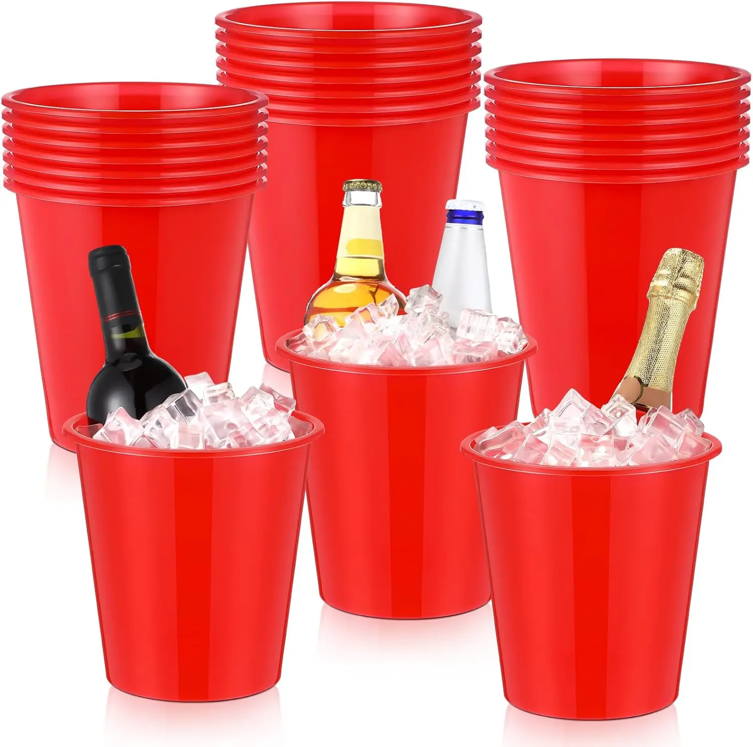 

24 Pcs Plastic Ice Buckets for Parties, 3 Liters Portable Wine Cooler for Wedding Beverages Champagne Soda Beer
