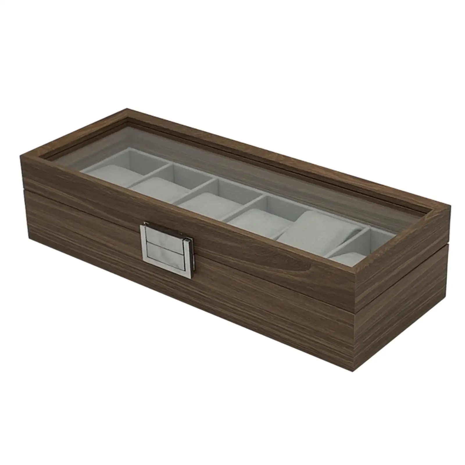 

Портативная 6-слотовая витрина для часов с прозрачным верхним органайзером для хранения ювелирных изделий