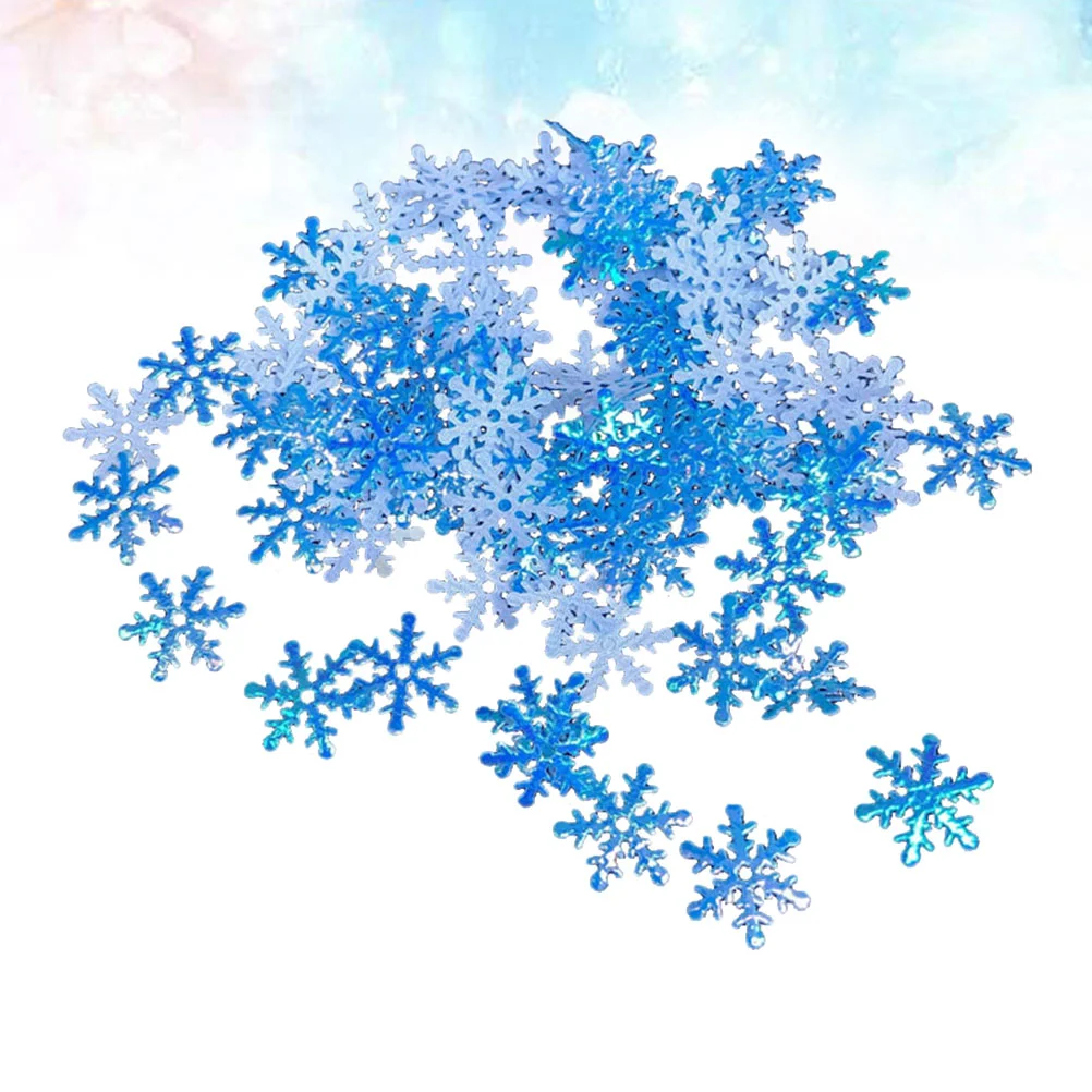 400pcs Creative Snow Shaped Confetti Plastic Snowflakes Confetti Lightweight Snowflake Slices for Christmas Party (35cm Blue-10