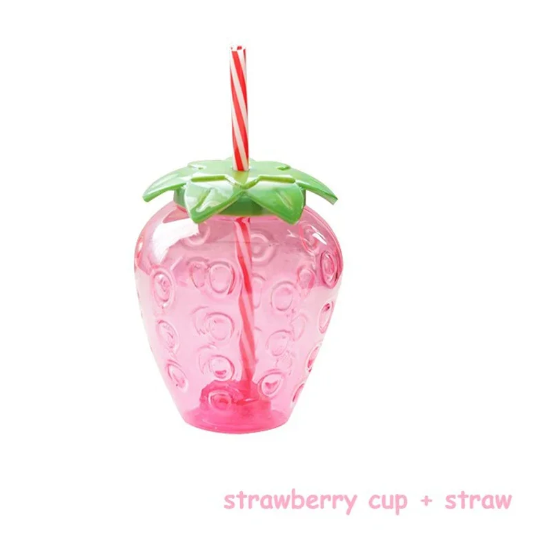 500ml Strawberries Straw Cup Plastic Cup Lovely Girl Milk Tea Cup Student Portable Water Cup Summer Water Bottle With Straw